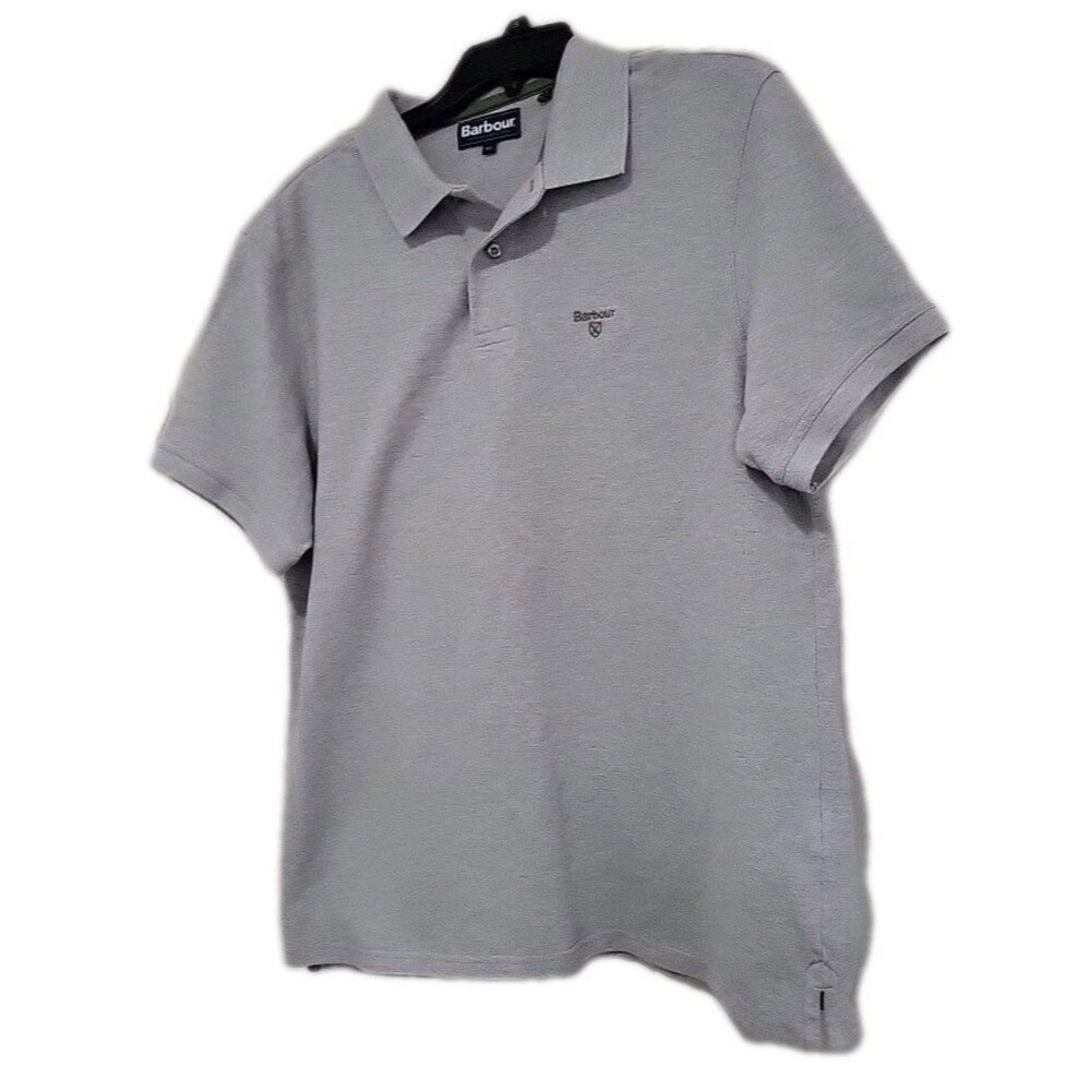 Mens XL Barbour Logo Poloshirt Lightweight Sports Polo Grey Marl, EUC